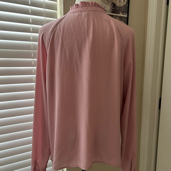 Marled Pink Ruffle Collar Blouse - Picture 2 of 3